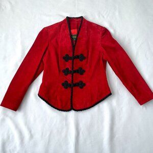 Danier Canada Women Vintage 80s Red Genuine Suede Leather Jacket, Size XS